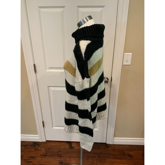 Allison Joy Black, White & Gold Striped Cowl Neck Sweater, Size Small - Picture 5 of 7